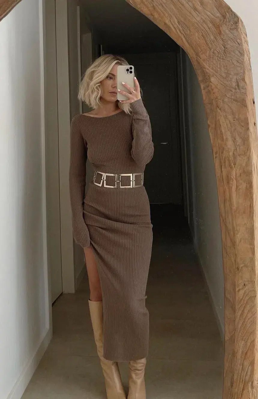 Bec and Bridge Riviera L/S Midi Dress Brown Size 6 photo 4