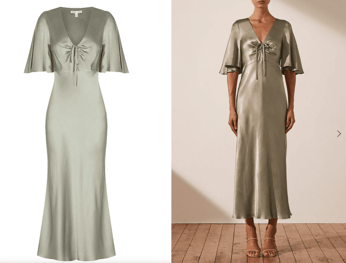 Shona Joy - LA LUNE FLUTTER SLEEVE MIDI DRESS - SAGE size 10 photo 2