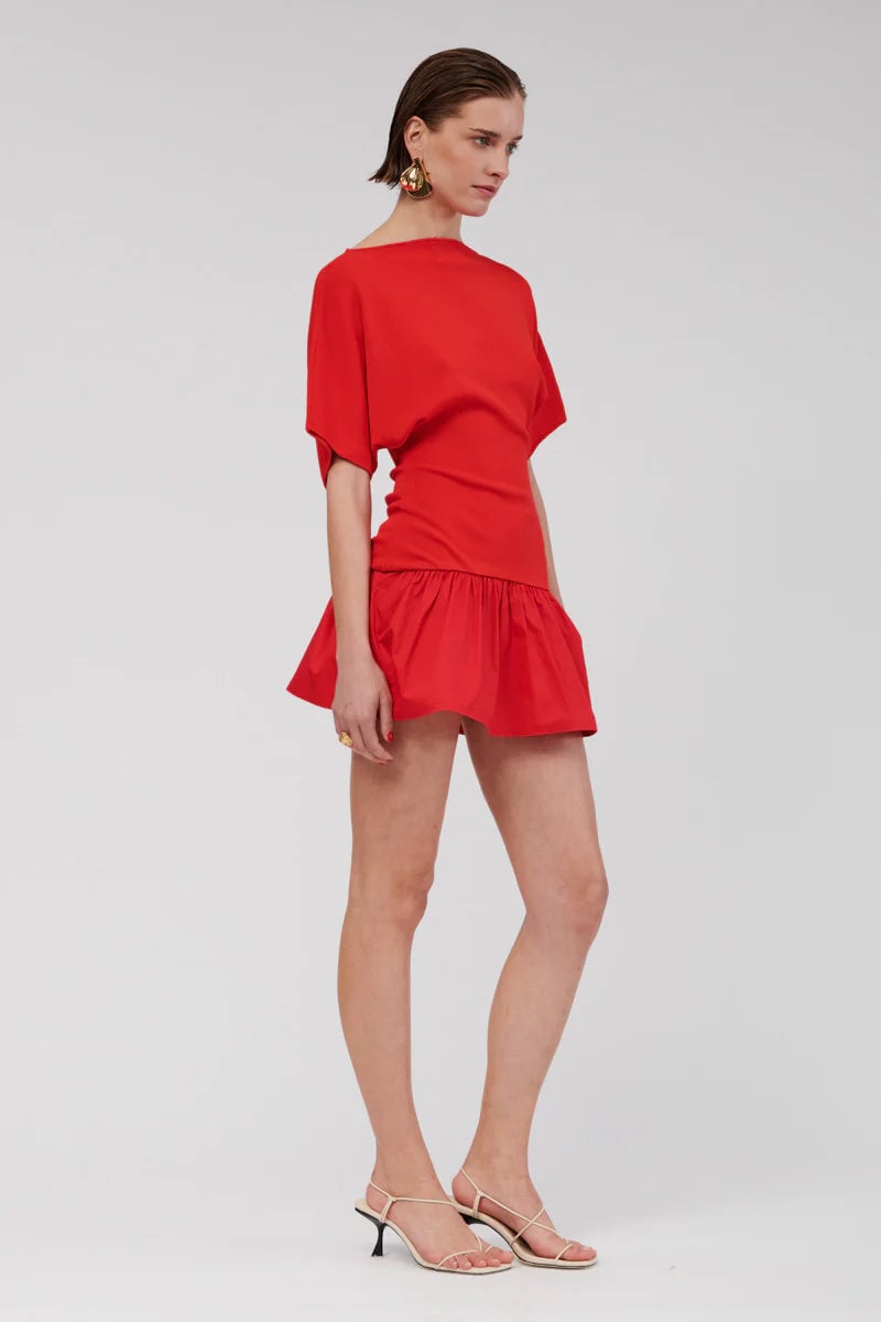 SUBOO NAPLES DROP WAIST MINI DRESS - RED photo 4