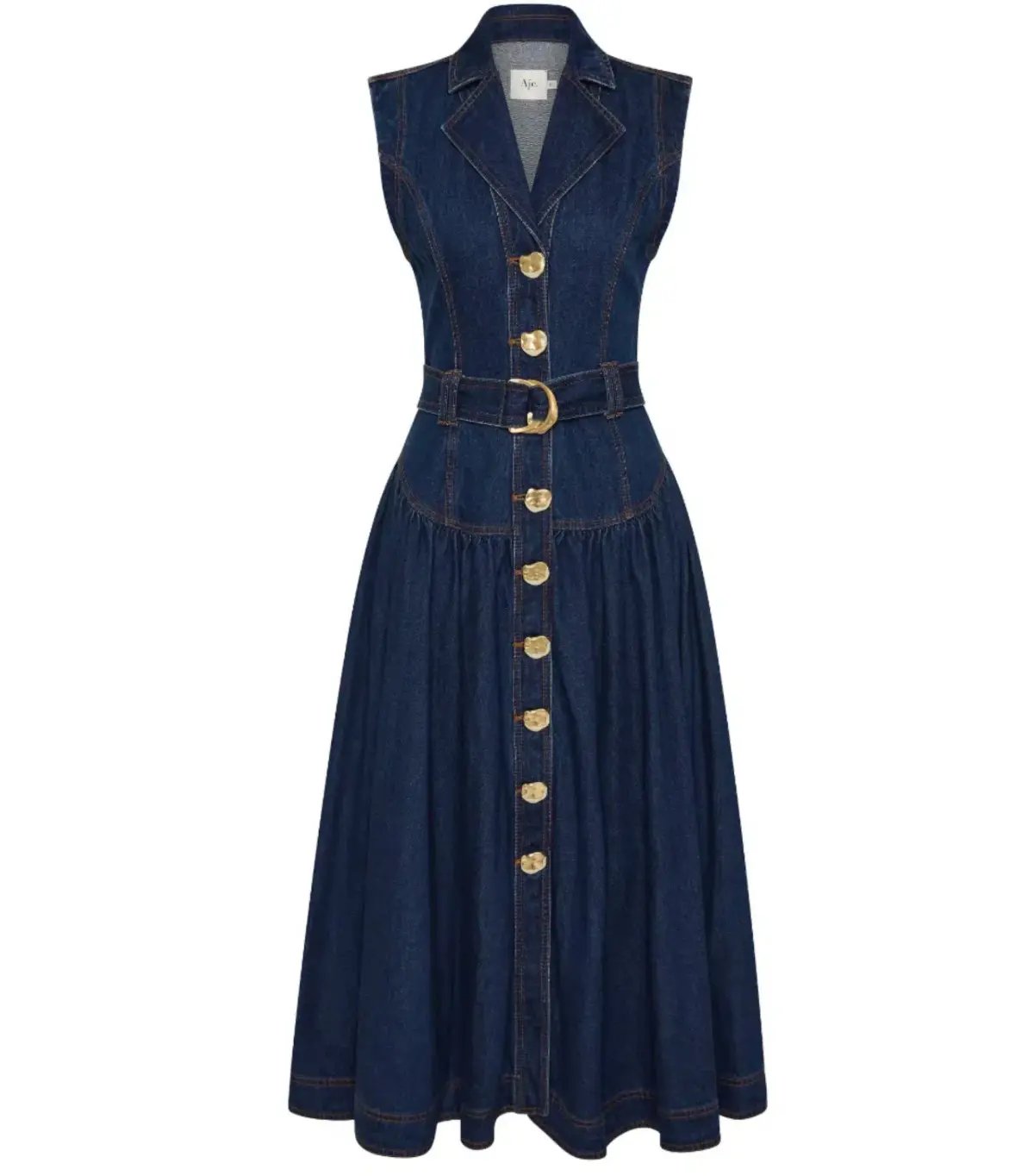 Aje Elena Belted Denim Midi Dress Dark Classic Wash Size AU 8 photo 4