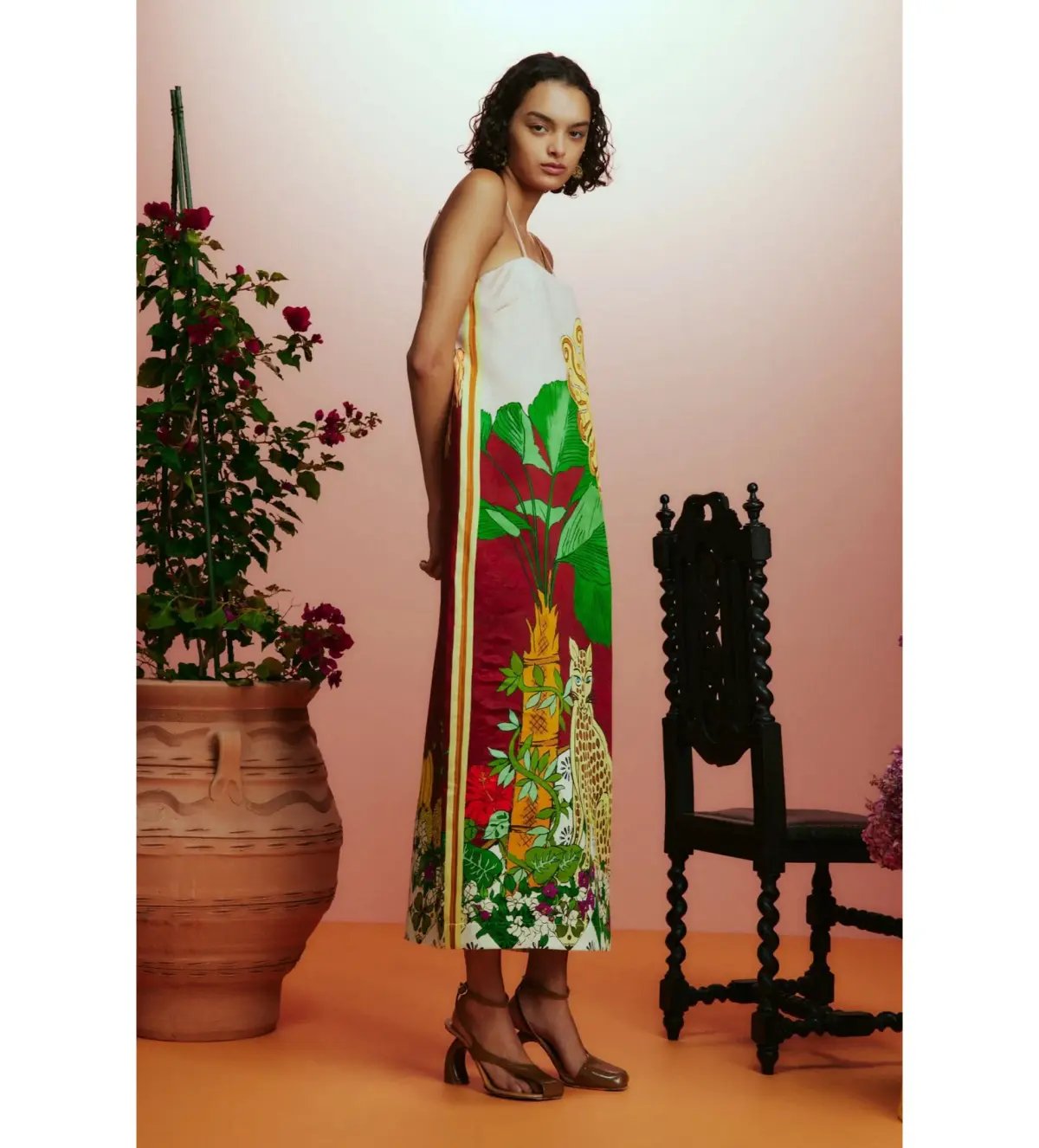 Alemais Tiger Slip Midi Dress Multi Size AU 12 photo 2