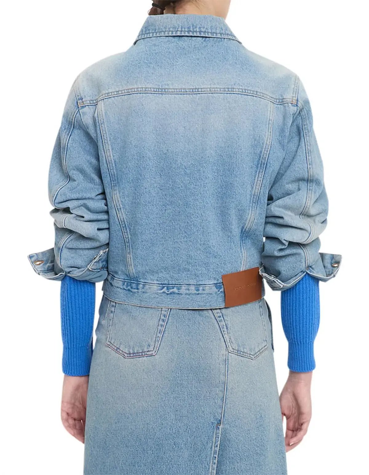 Victoria Beckham Padded Denim Jacket Pale Blue Wash Size photo 3