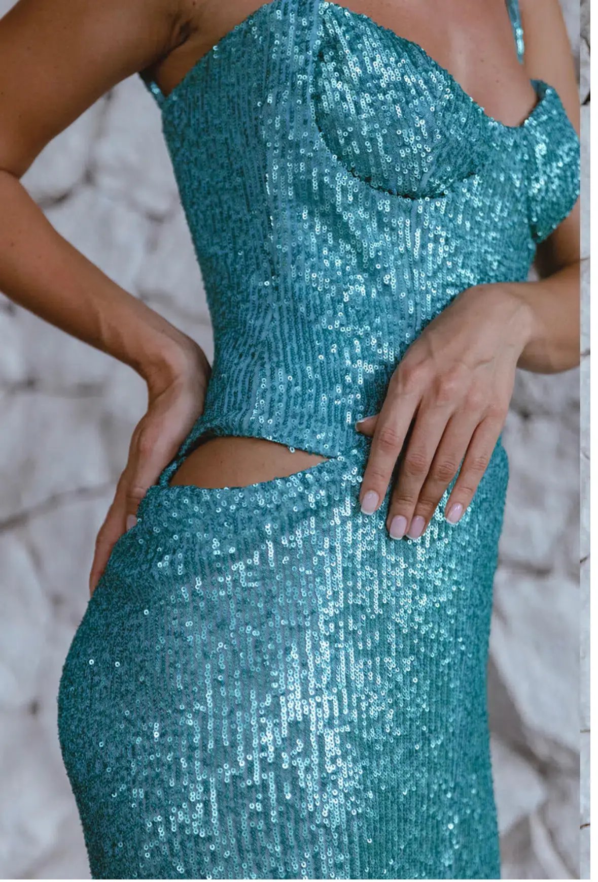 Adri The Ariel Gown Blue Sequin Size 8 photo 4