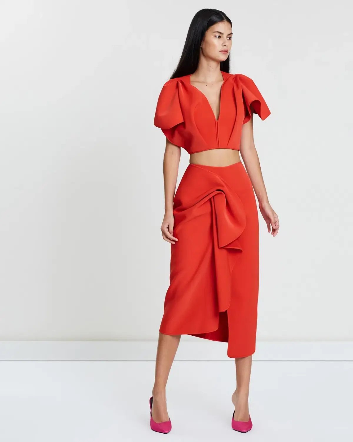 Acler Crawford Midi Set Red Size 8 photo 2