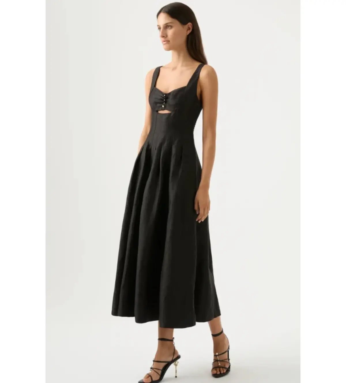 AJE Divinity Pearl Pin Midi Dress Black Size XS / AU 6 photo 3