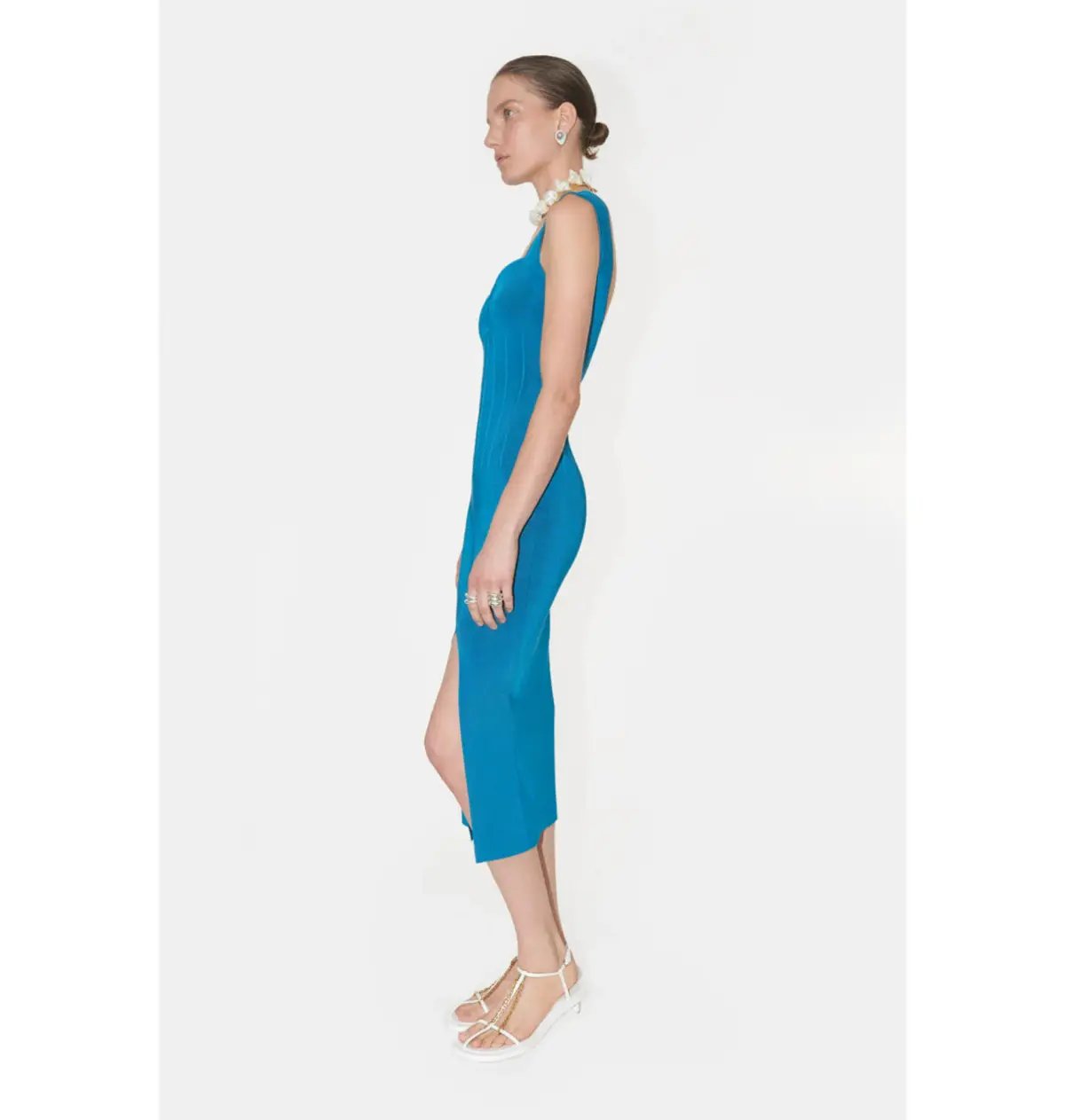 Galvan London Electra Stretch Knit Midi Dress Electric Blue Size XL AU 14 photo 4