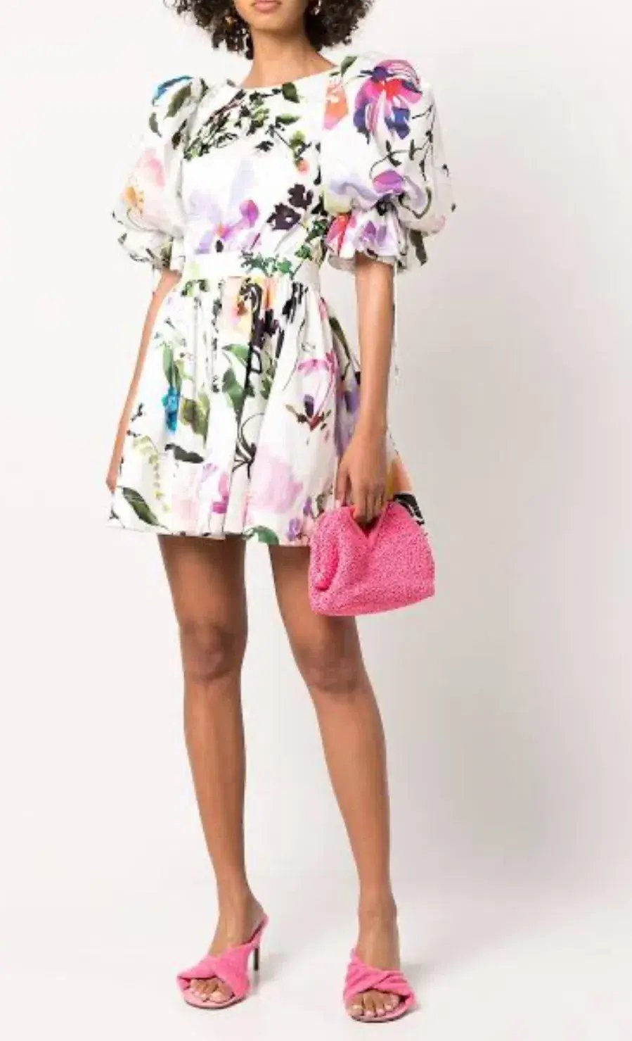 Aje Drift Puff Sleeve Mini Dress in Botanic Floral Print Size 10 photo 3