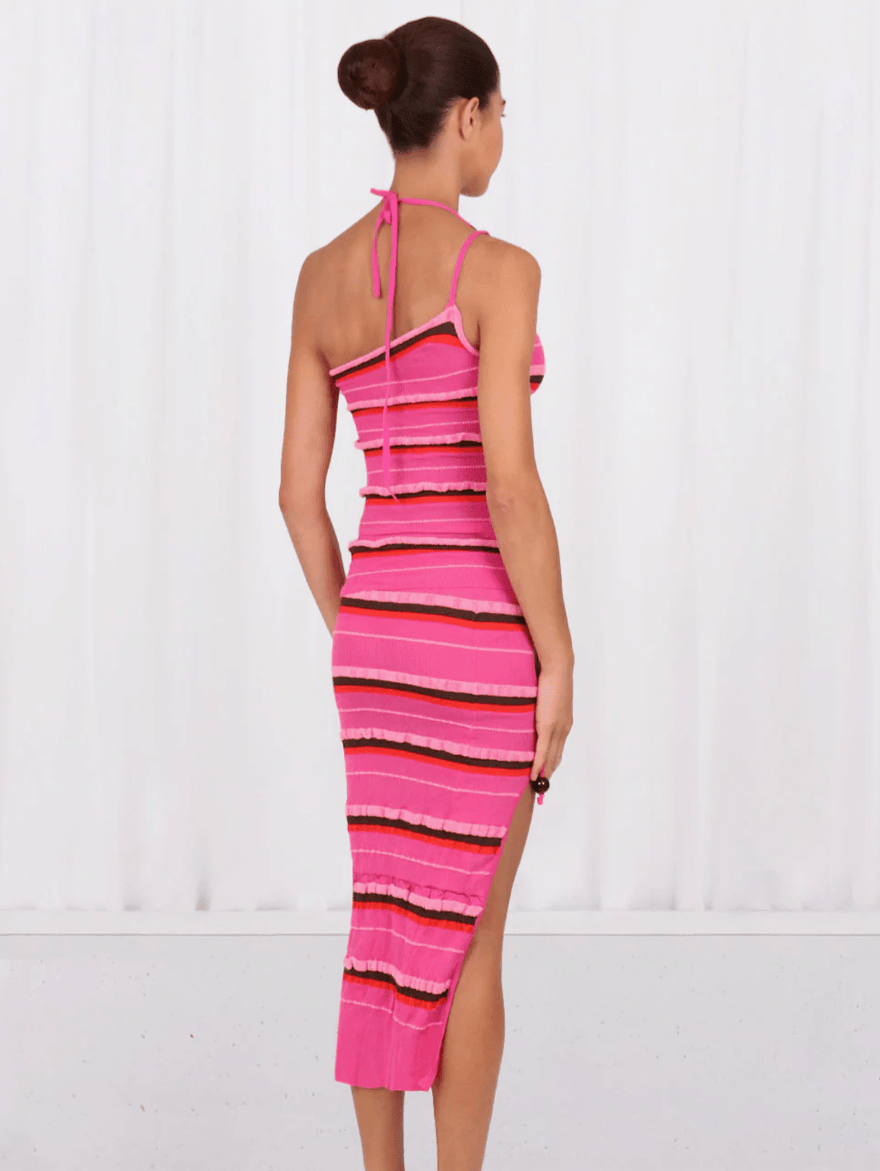 Jacquemus La Maille Concha Top and Skirt in Dark Pink photo 4