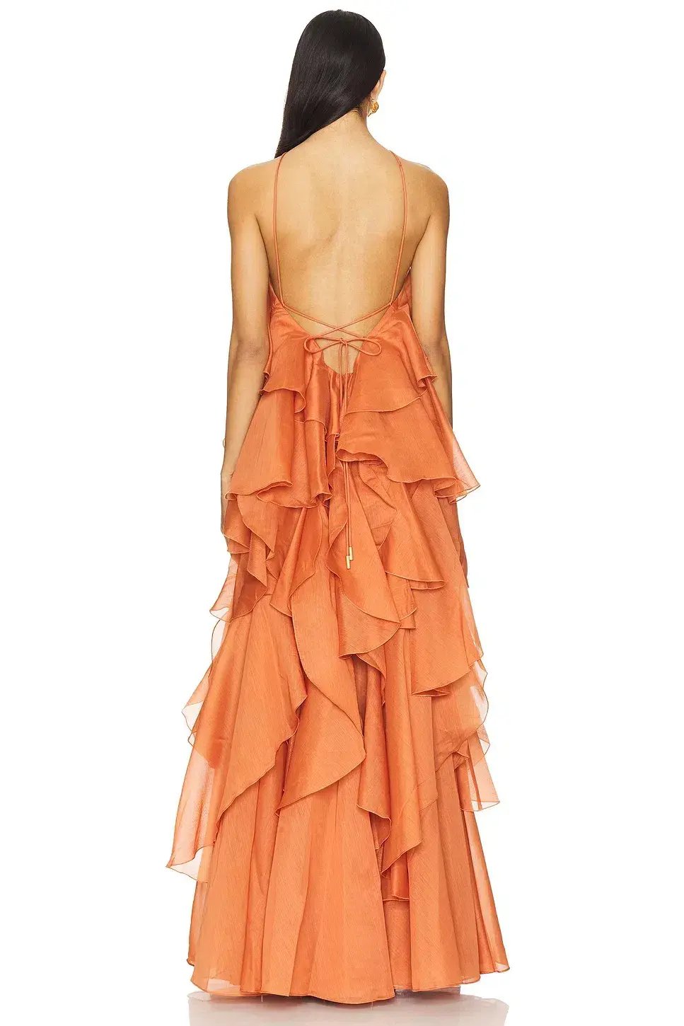 Aje Pandorea Layered Maxi Dress Coral Clay Size 6 photo 3