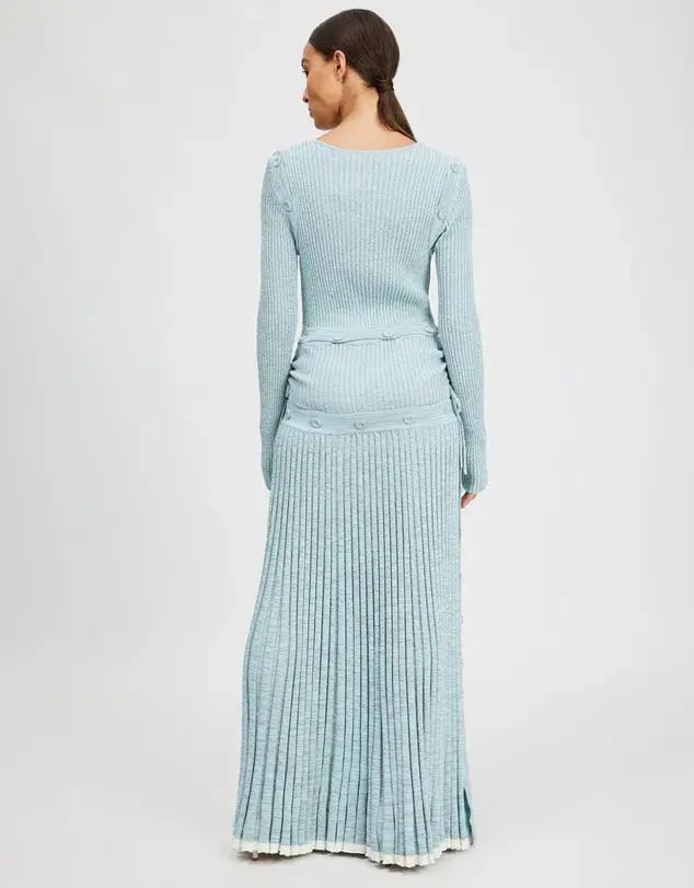 Christopher Esber Deconstruct Long Sleeve Knit Dress Ice Blue Size 8 photo 3