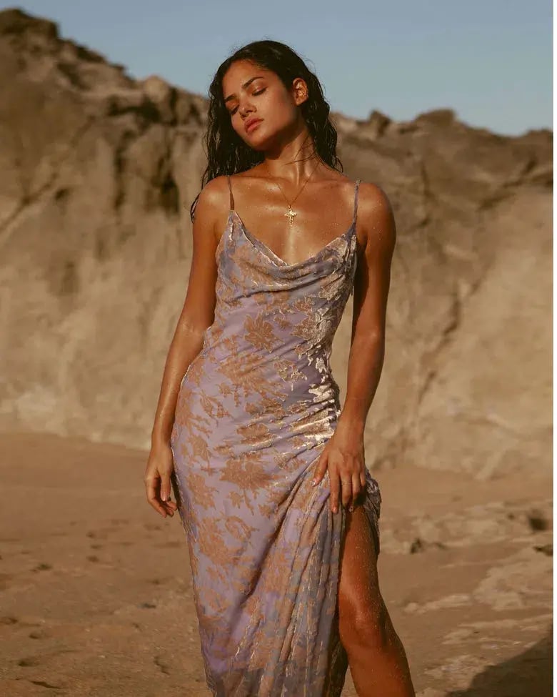 Rat & Boa Athena Purple Lilac Silk Maxi Dress Size AU 10 photo 2