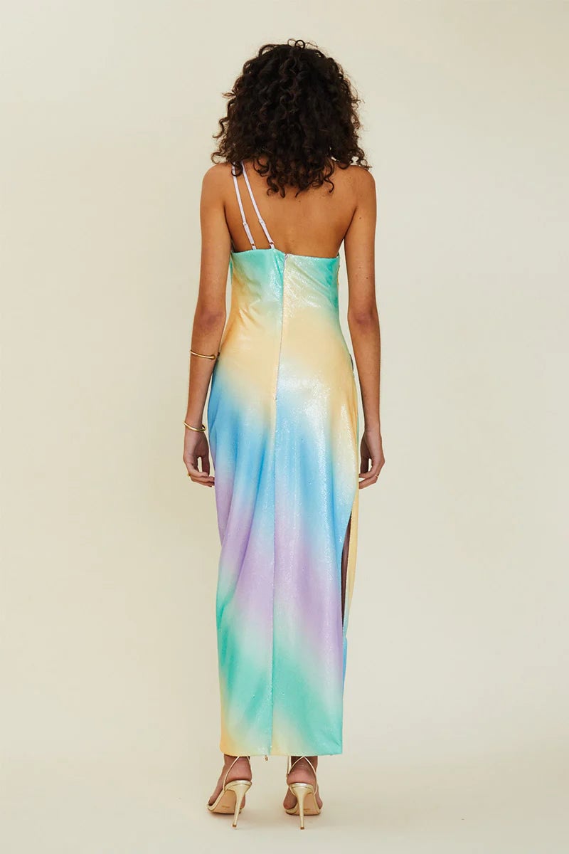 SUBOO OMBRE ONE SHOULDER SPLIT MAXI DRESS - MULTI photo 4
