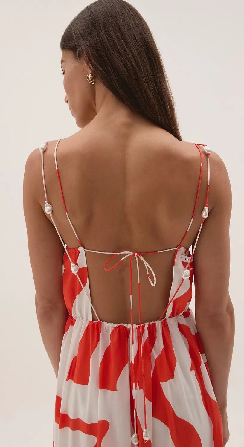 Aje Studios Marley Tiered Maxi Dress Coral Zebra Size AU 14 photo 2