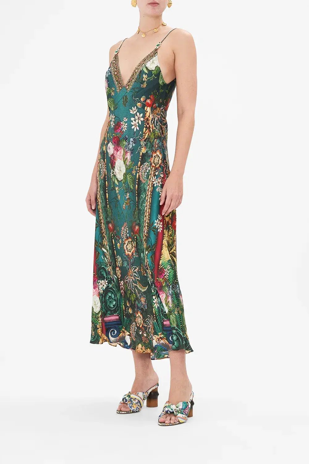 Camilla Verdis World V Neck Bias Slip Floral Size L / AU 14 photo 5