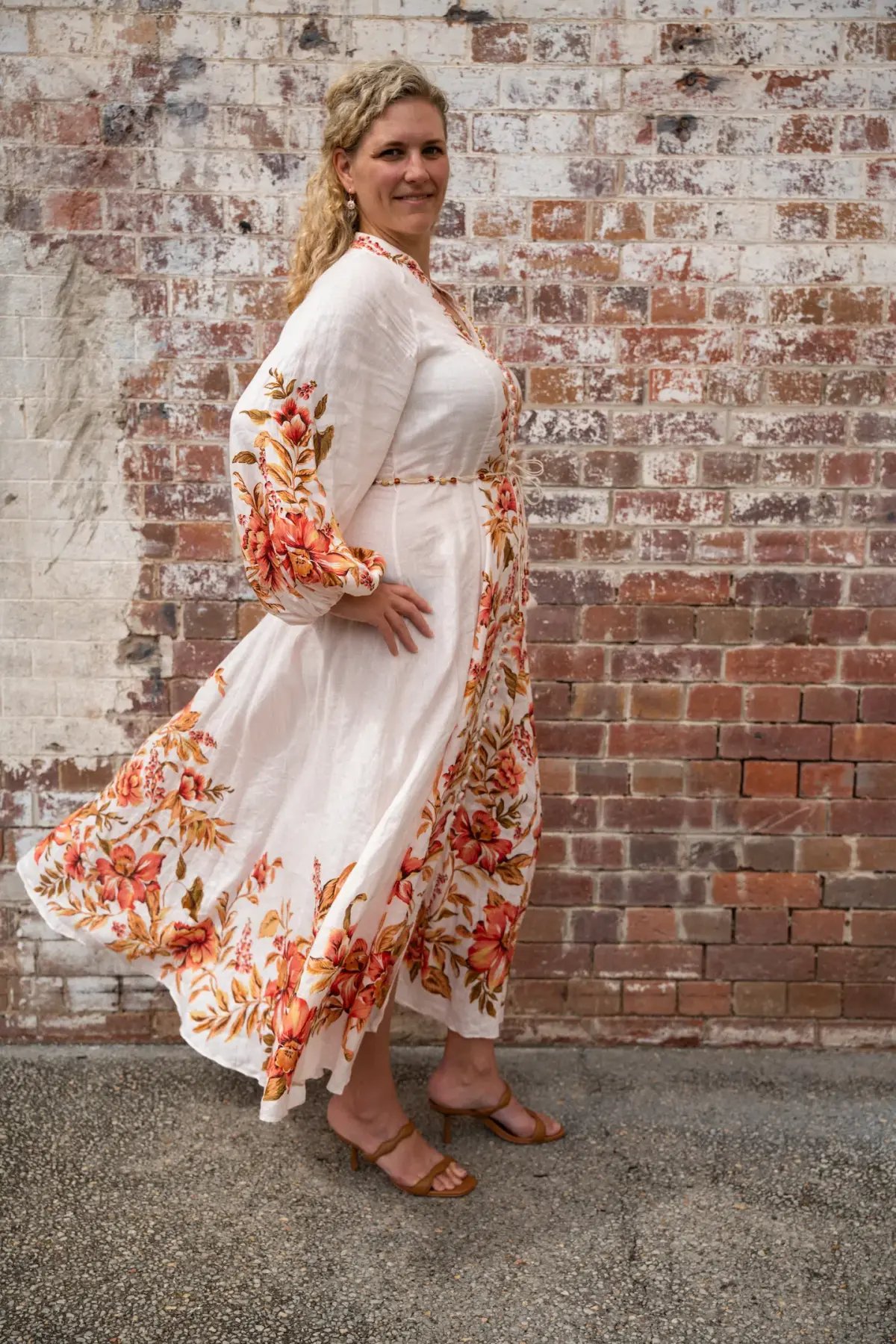 Zimmermann The Vacay Billow Long Dress in Peach Floral Size 4/Au 16 photo 4