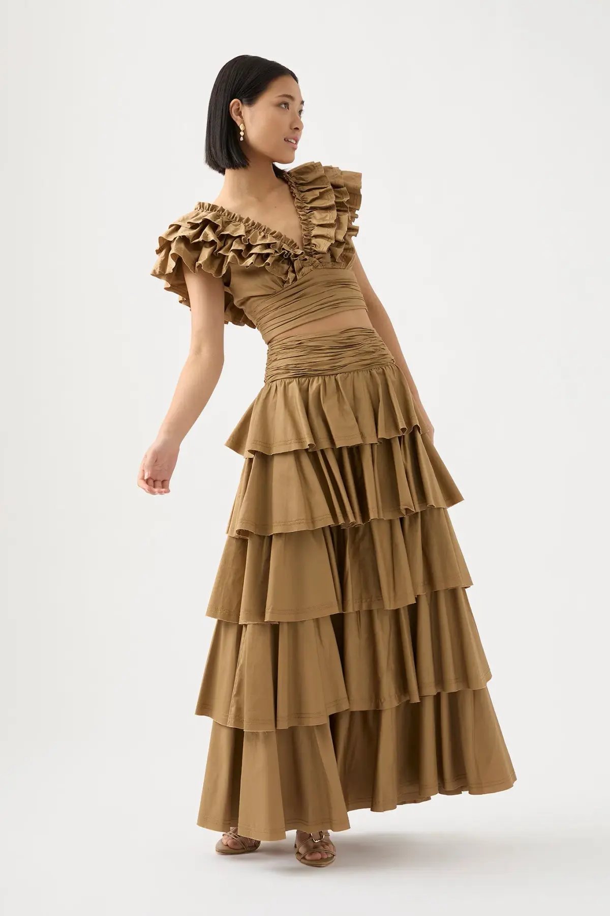 AJE  Rhythmic Frill Bodice Size 12 & Eleni Tiered Maxi Skirt Size 8 Set Willow photo 3