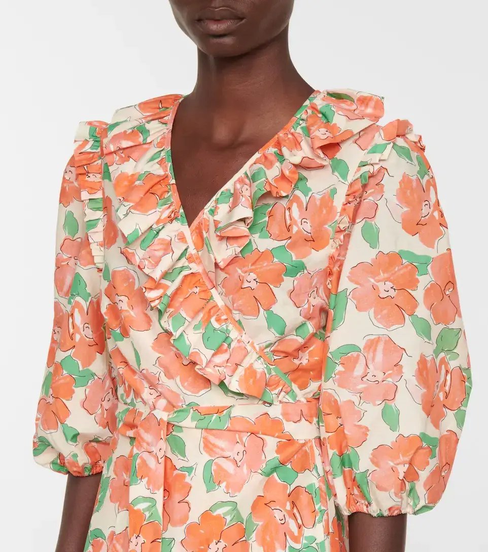 Rixo London Lennon Floral Print Wrap Dress Orange Size 10 photo 2