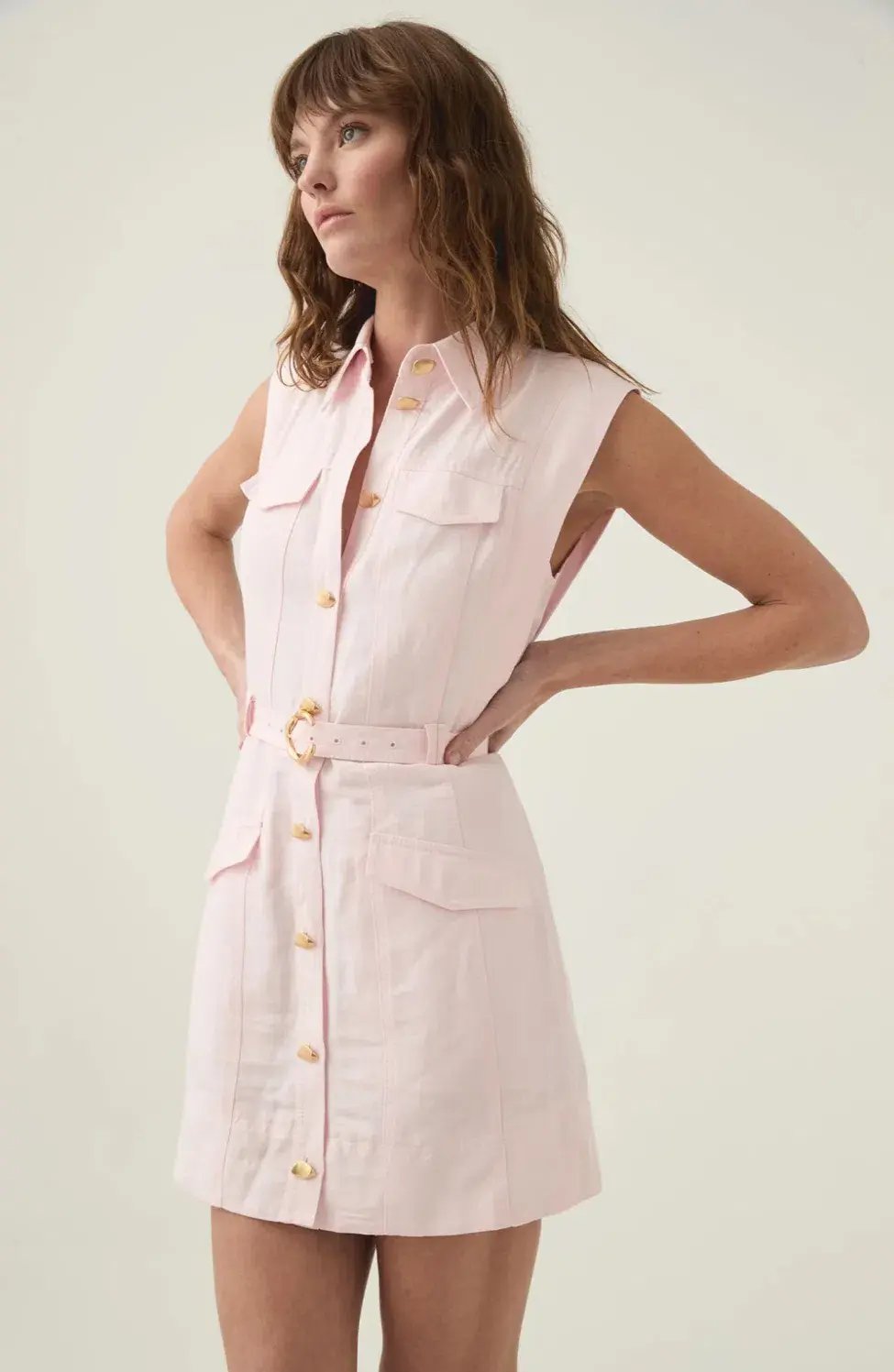 Aje Dulcet Logo Mini Dress Pastel Pink Size 8 photo 2