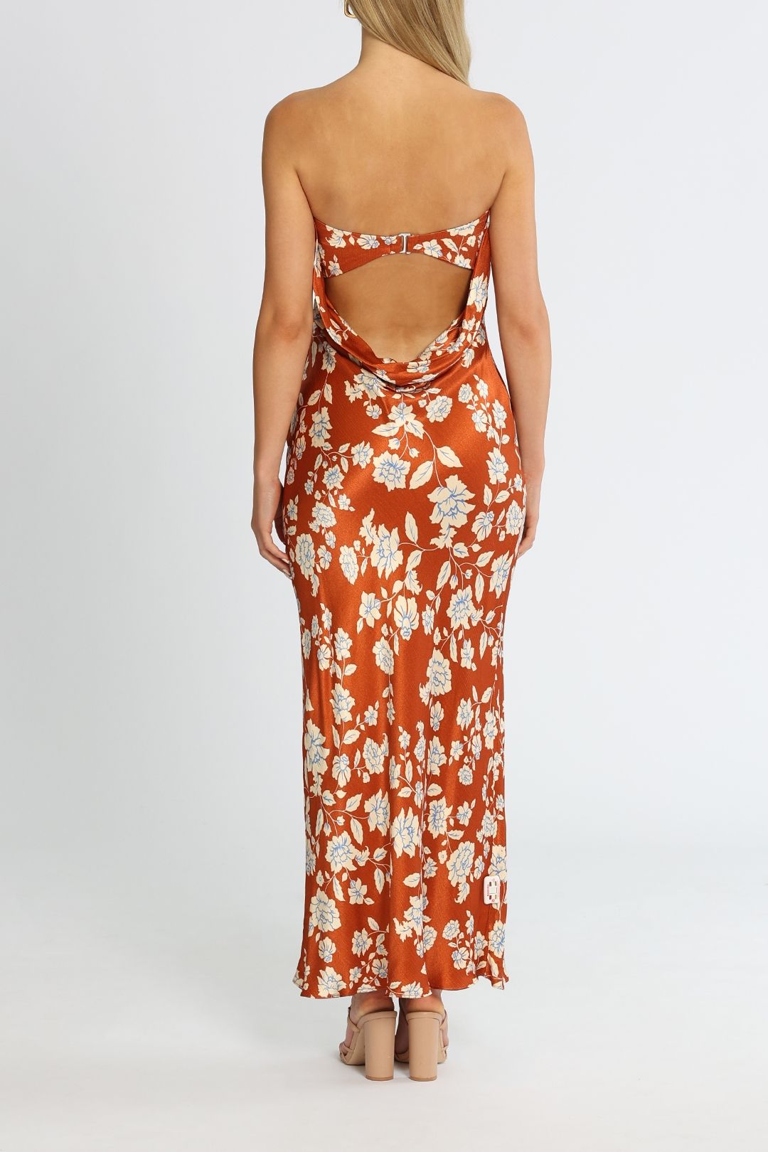 Blossom Strapless Maxi Dress - Rust Print photo 3
