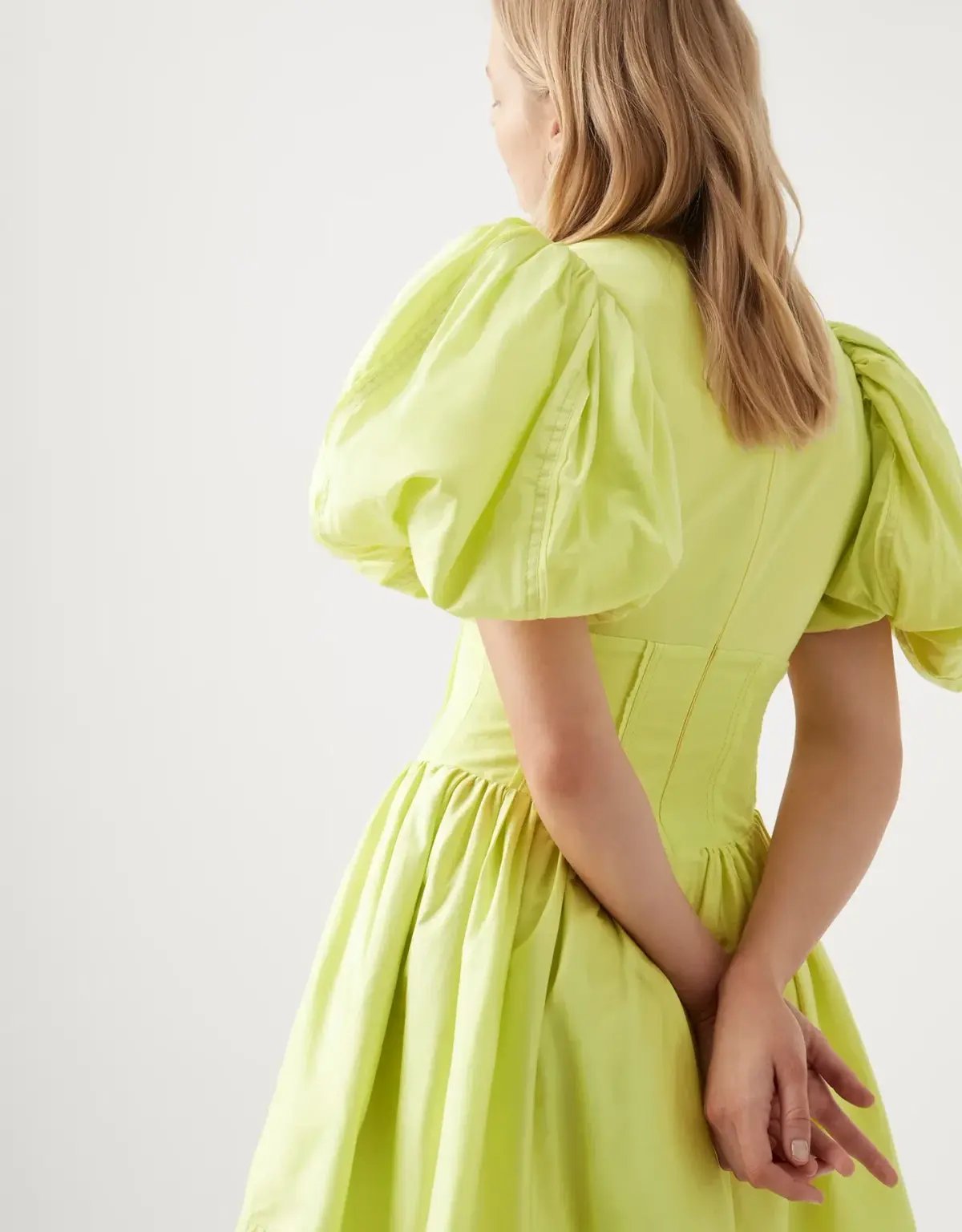 Aje Gianna Puff Sleeve Mini Dress Green Size 8 photo 2