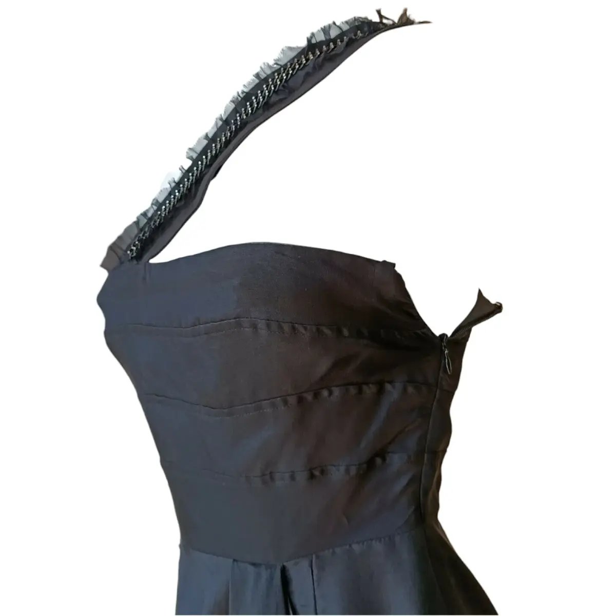 Rachel Gilbert One Shoulder Silk Mini Dress Black Size 0 / AU 6 photo 6