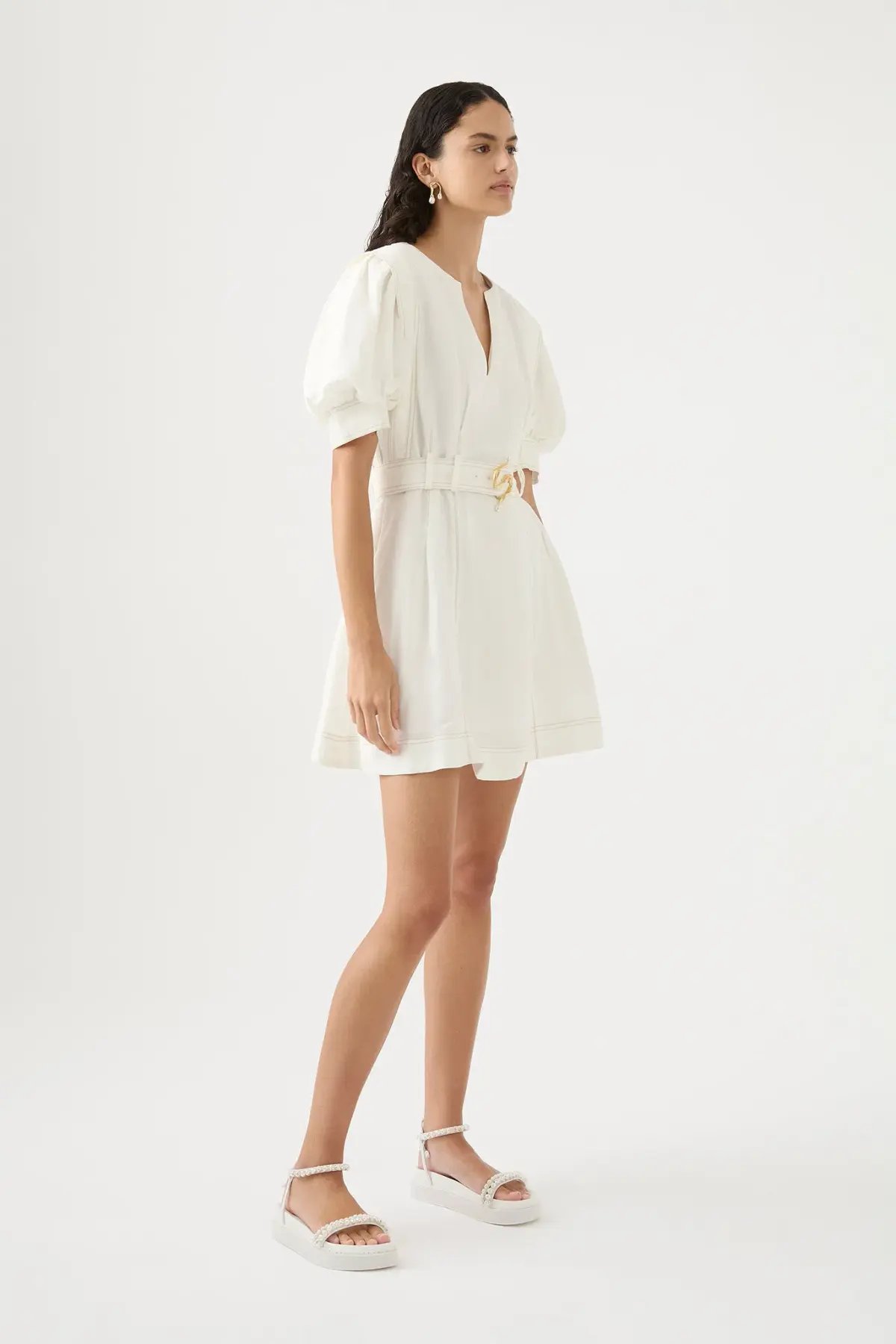 Aje Beacon Structured Mini Dress Ivory Size 8 photo 2