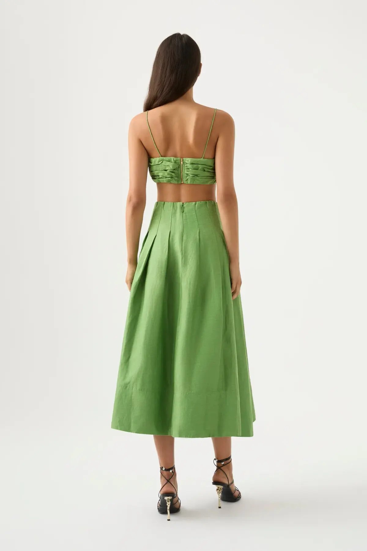 Aje Draped Twist Top & Paradiso Cinched Midi Skirt Set Fern Green Size 10 photo 3