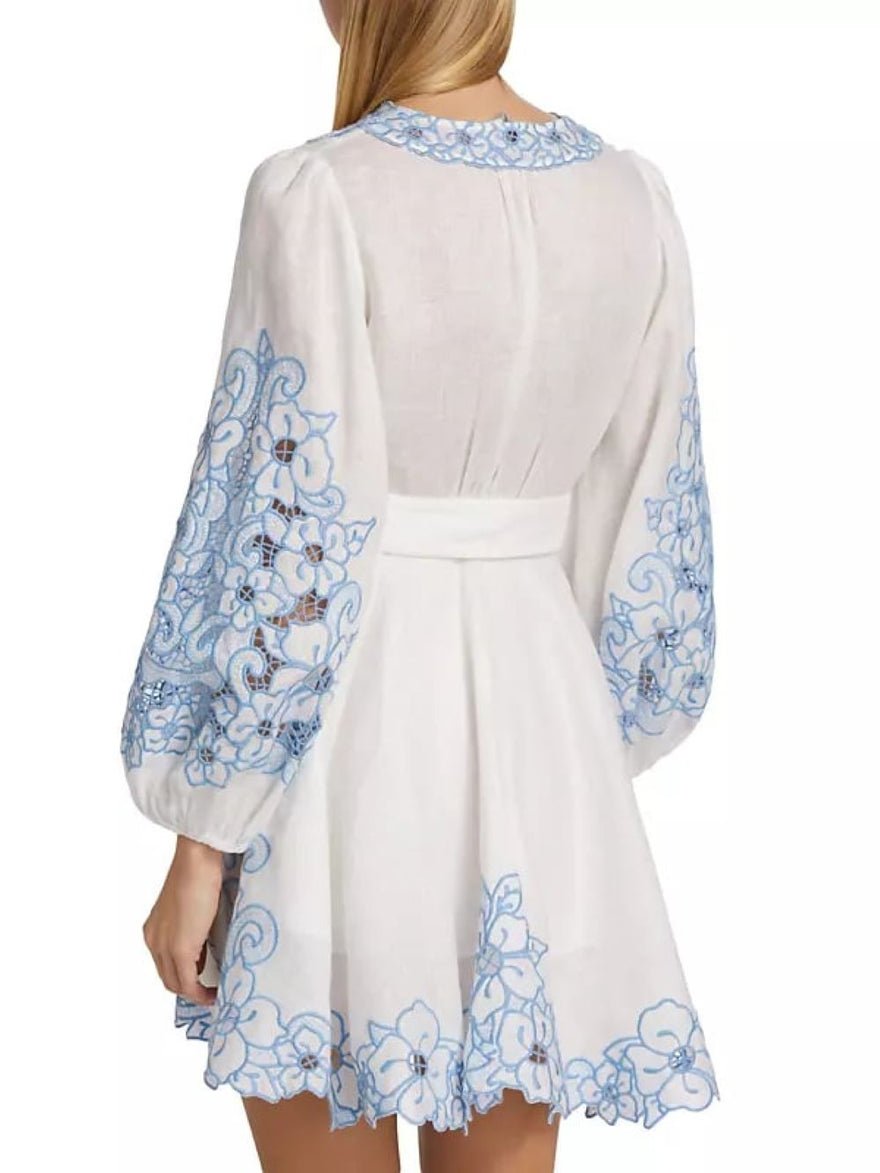 Zimmermann Golden Embroidered Belted Mini Dress photo 2