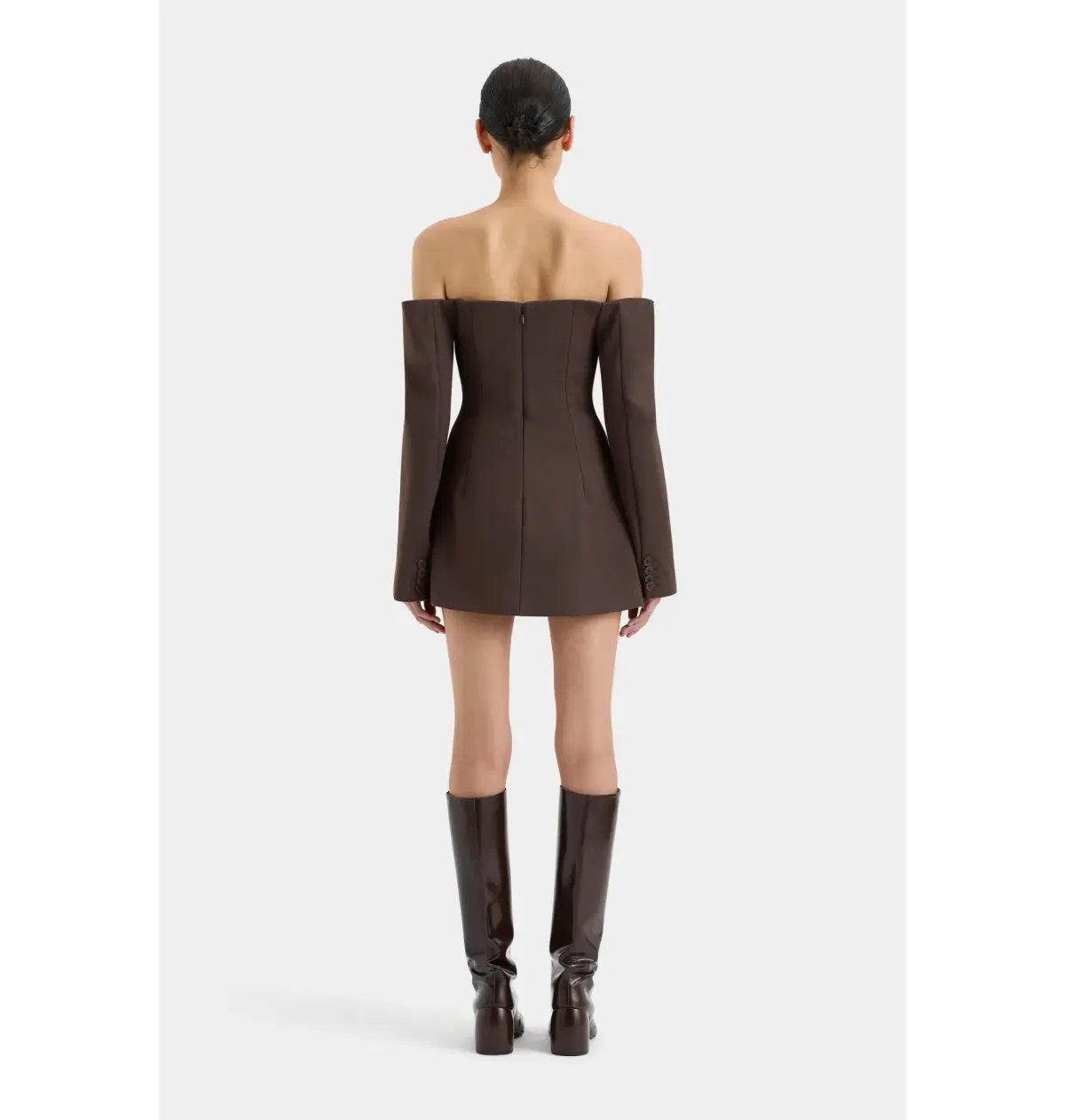 Sir The Label Sandrine Tailored Mini Dress Chocolate Size AU 8 photo 2