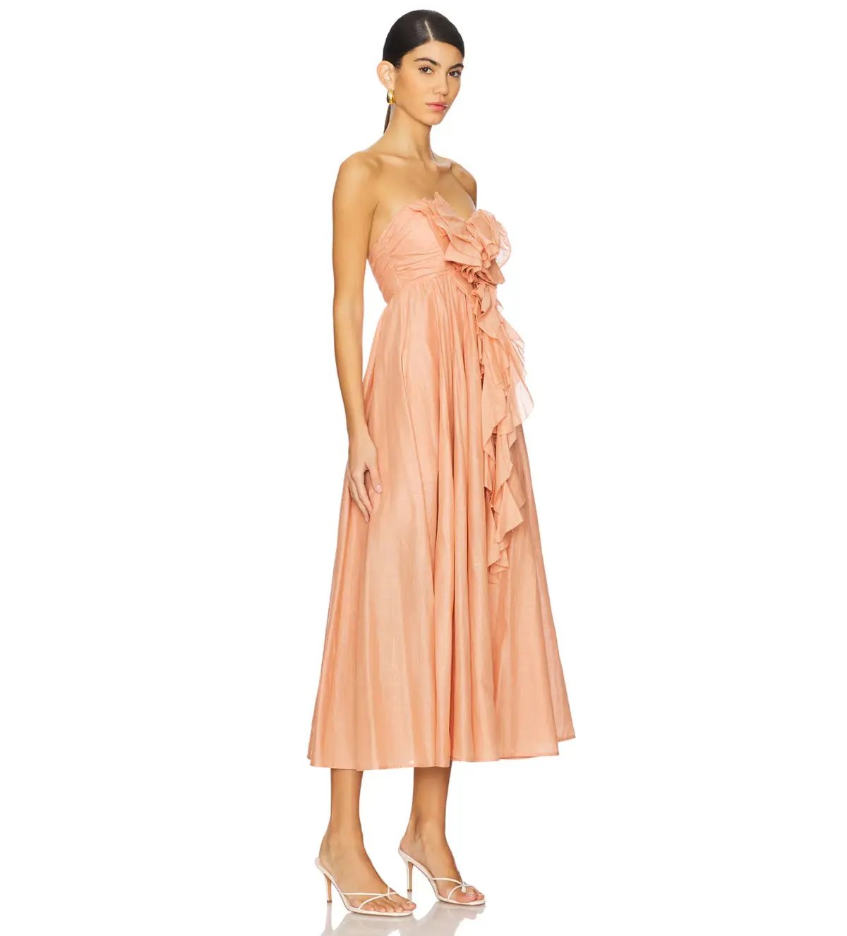 Zimmermann Acacia Ruffle Tan Maxi Dress Size AU 10 photo 2