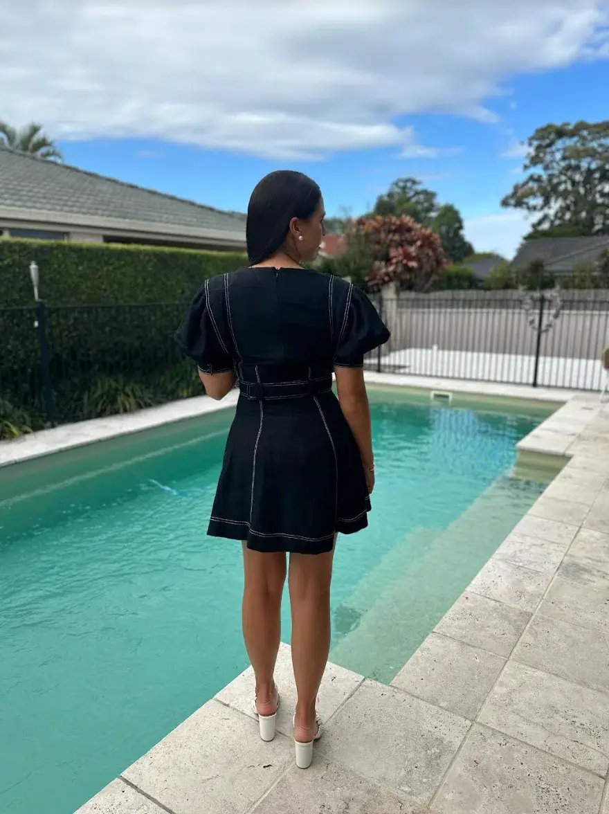 Aje Beacon Structured Mini Dress Black Size 8 photo 4