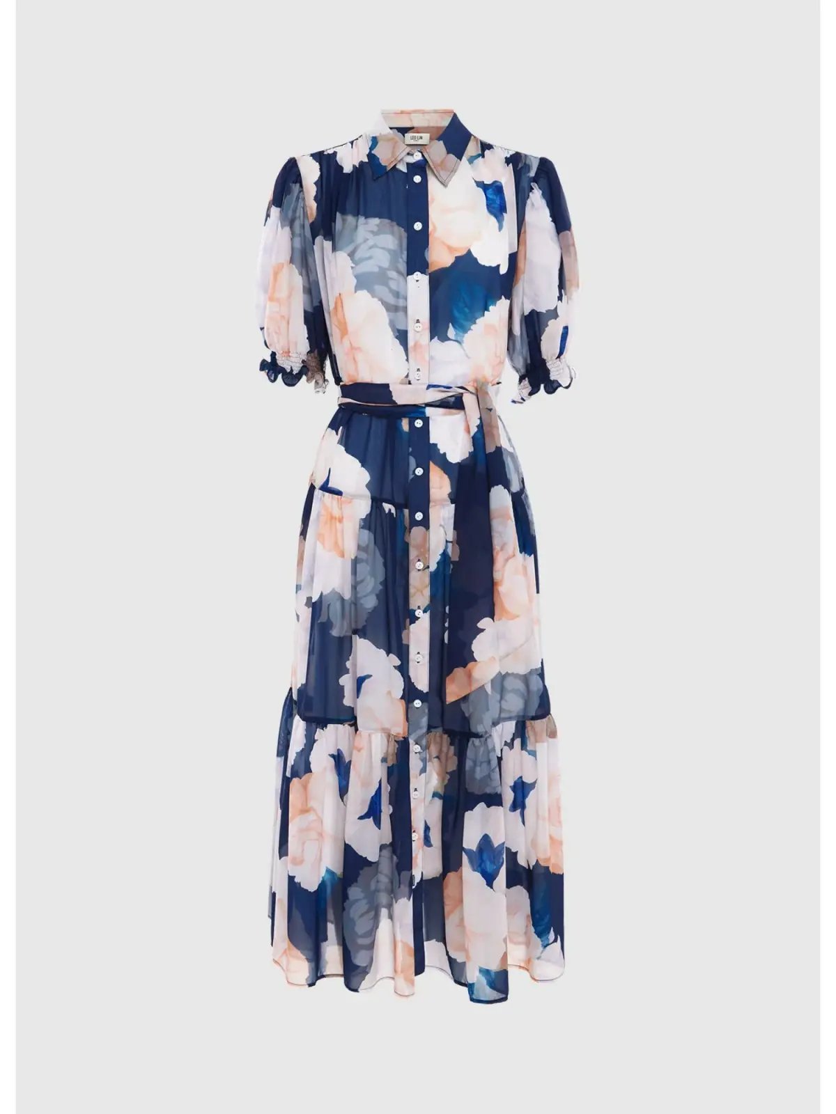 Leo Lin Ellie Bishop Sleeve Midi Dress Rosebud Print in Navy Size AU 16 photo 4