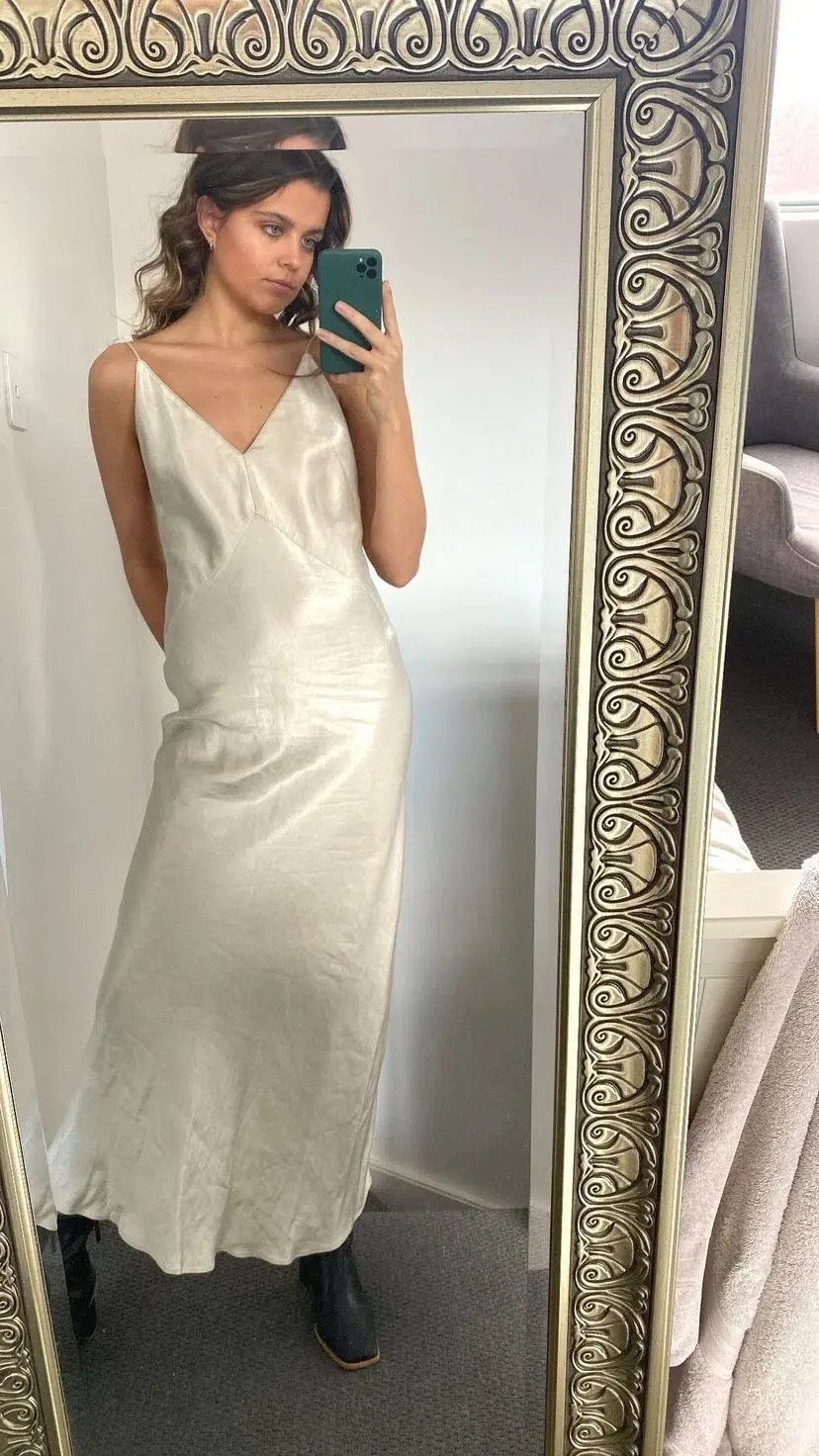 Christopher Esber Dune Structured Cami Dress Raw Silver Size 8 photo 4