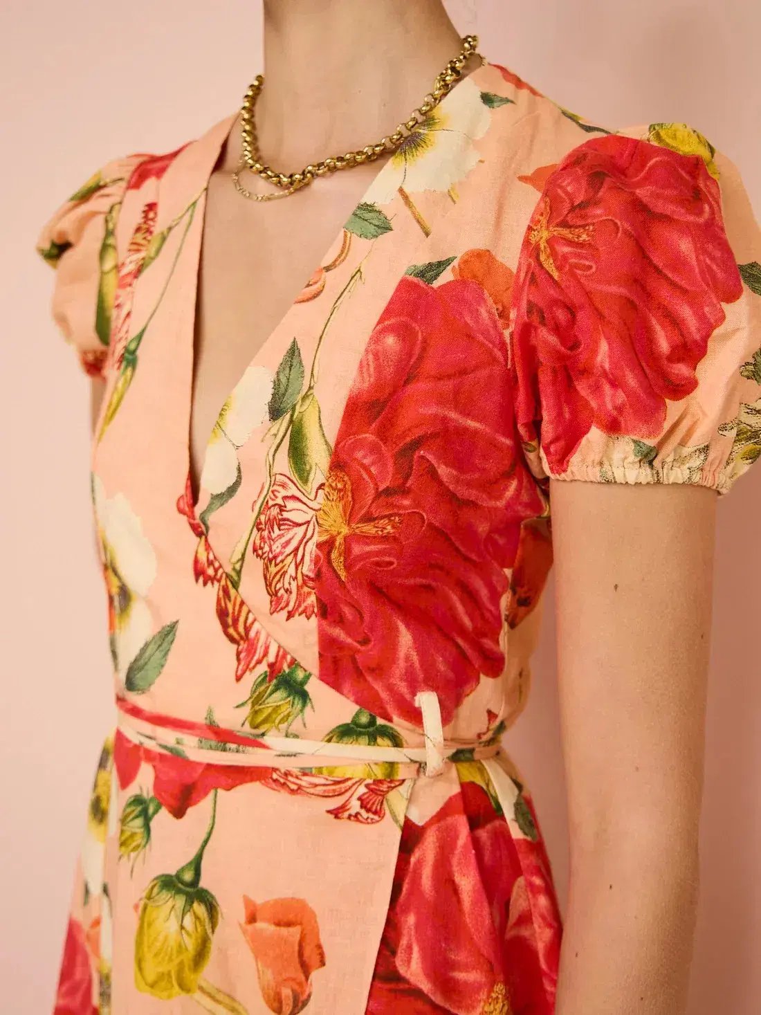 By Nicola Havanna Wrap Maxi Dress In Raspberry Punch Floral Size 8 photo 3