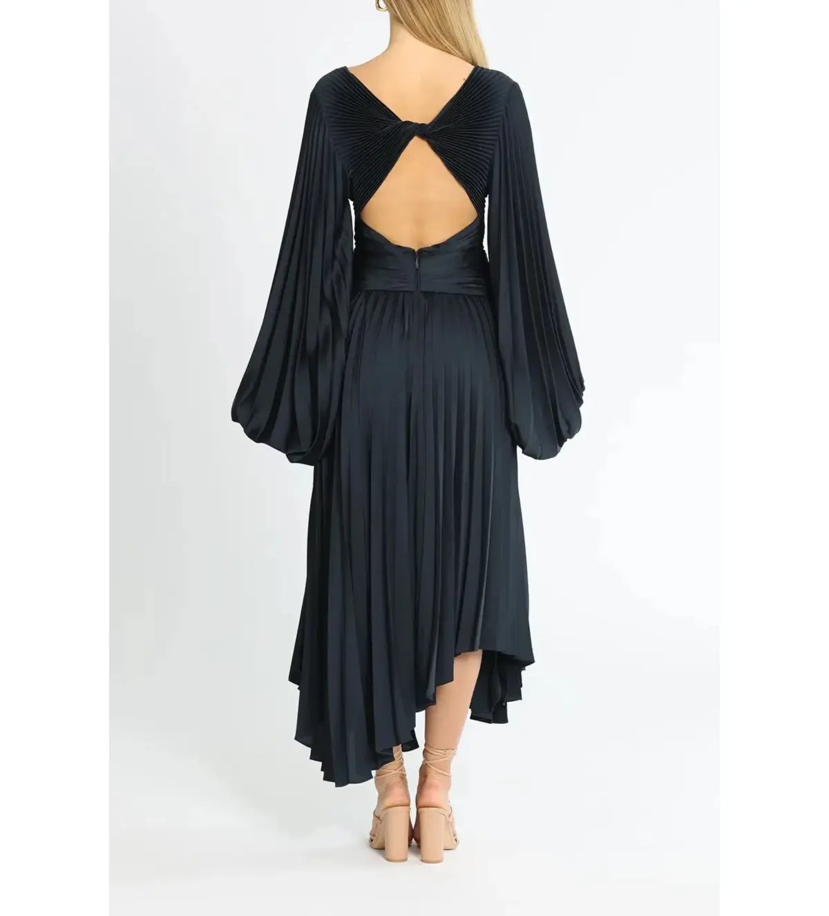 Acler Palms Pleat Midi Dress Navy Size 8/S photo 3