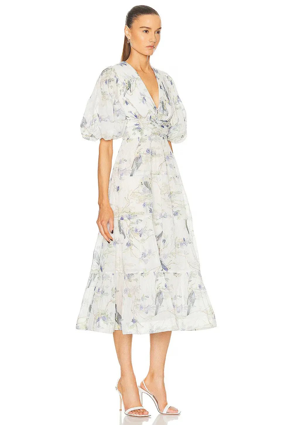 Zimmermann Pleated Midi Dress Blue Birds Size 3 / AU 14 photo 2