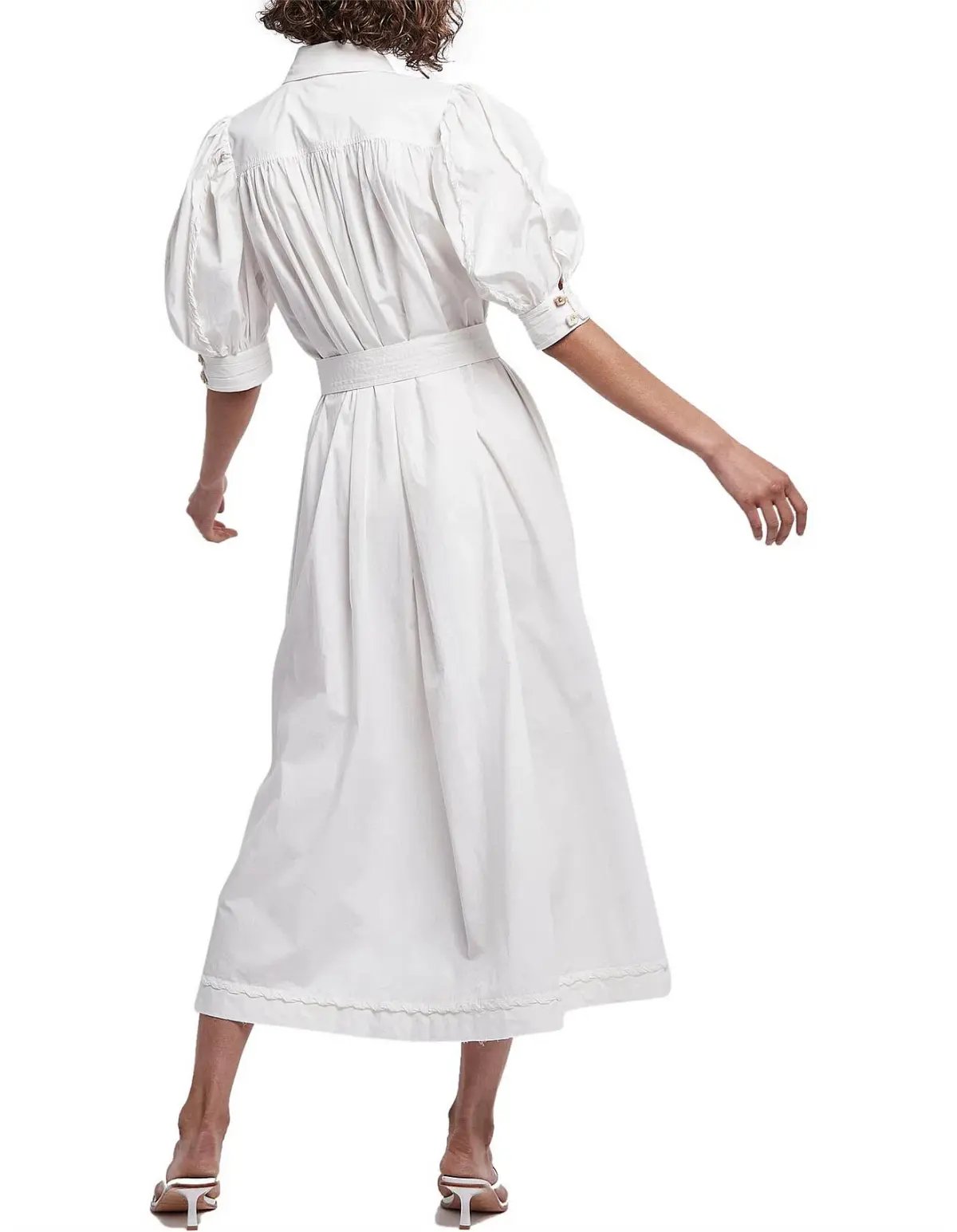 Aje Manifest Midi Belted Shirt Dress White Size AU 8 photo 3