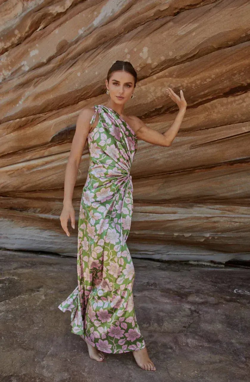 Sonya Moda Nour Forever Maxi Dress Olive Floral Print Size XS / AU 6 photo 3
