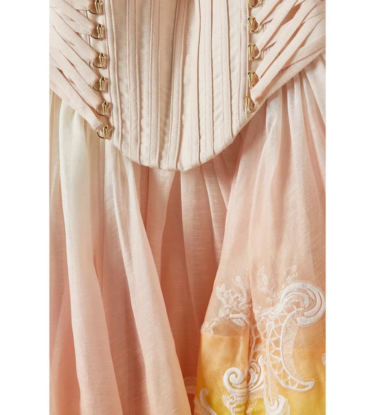 Zimmermann Wonderland Lace Up Midi Dress Sunset Ombre Size 2 AU 12 photo 7