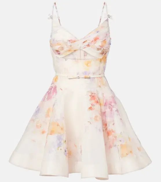Zimmermann The Crush Twist Front Mini Dress in Multi Floral Size 1/Au 10 photo 6