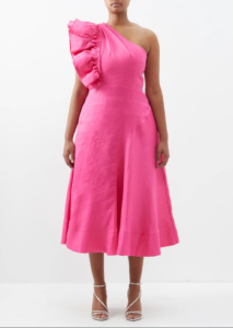 Aje Bonjour Asymmetric Midi Dress - Pink photo 4