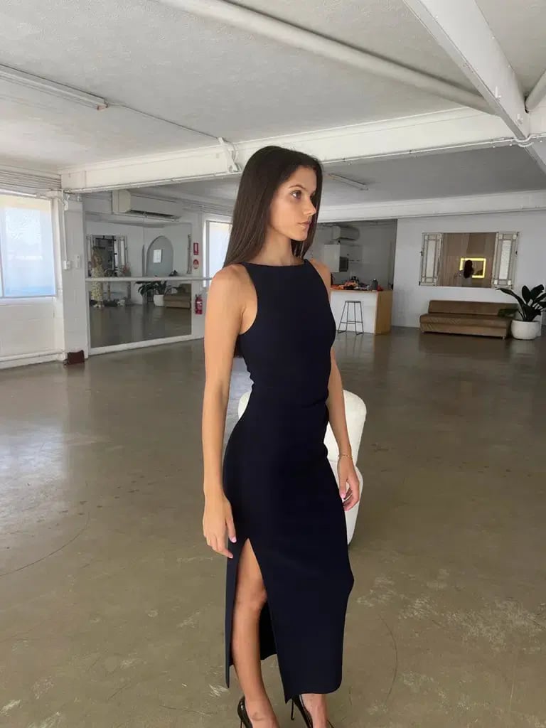 Bec & Bridge Be Mine Tuck Dress Navy Size 6 photo 2