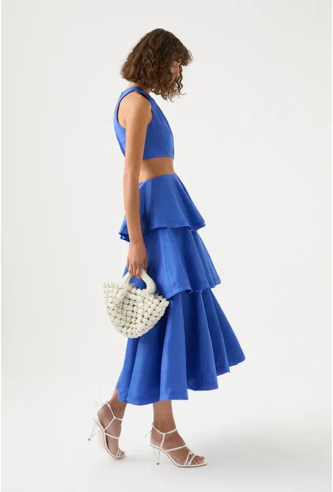 Aje Wave Cut Out Ring Midi Dress Marine Blue Size AU 6 photo 5
