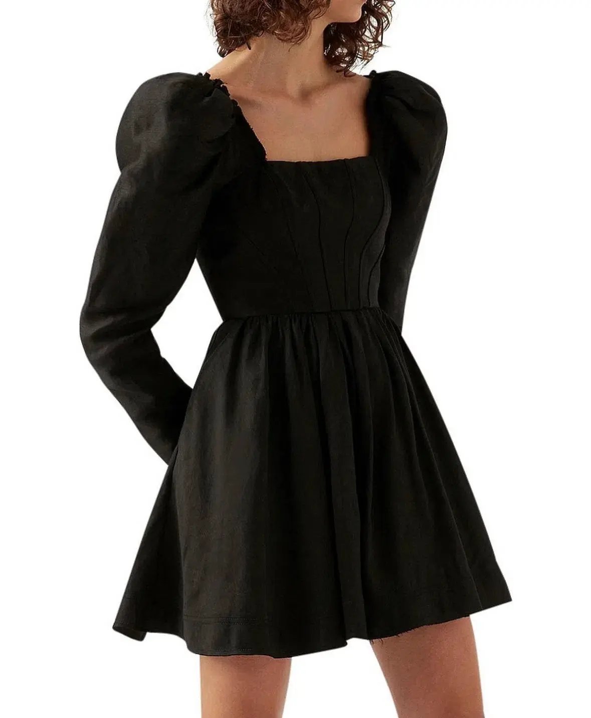 Aje Fleur Corset Long Sleeve Mini Dress in Black Size AU 6 photo 2