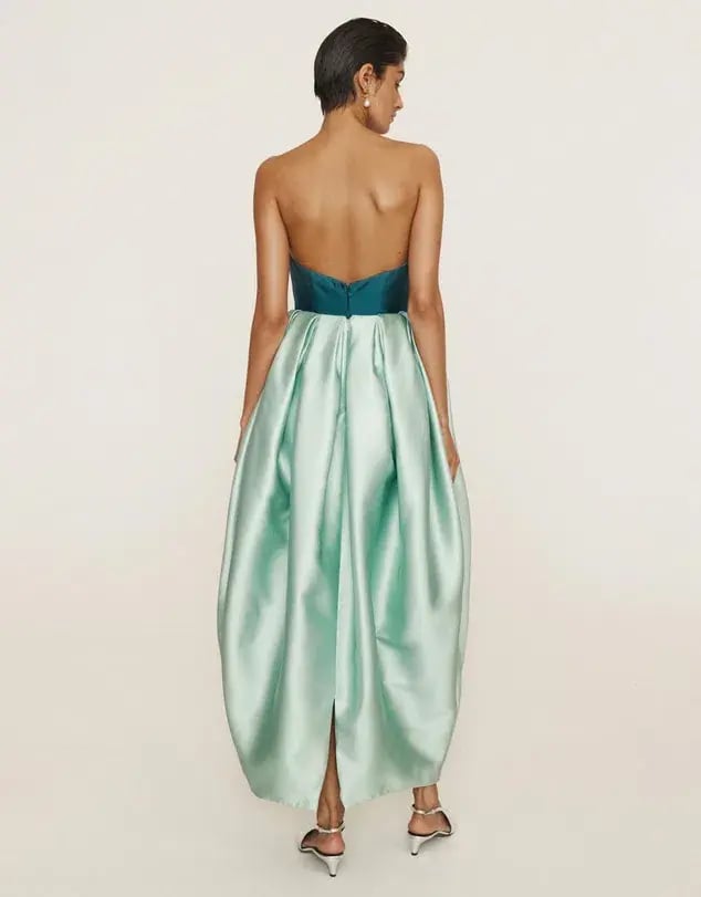 Alemais Anita Gown Midi Satin Strapless Green Size AU 8 photo 2