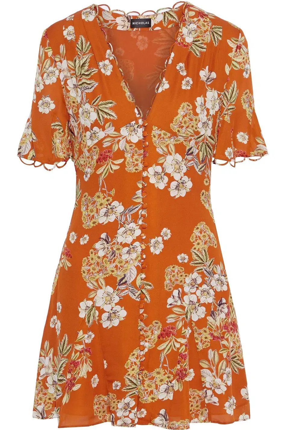 Nicholas Godet Mini Dress Orange Floral Size 12 photo 4
