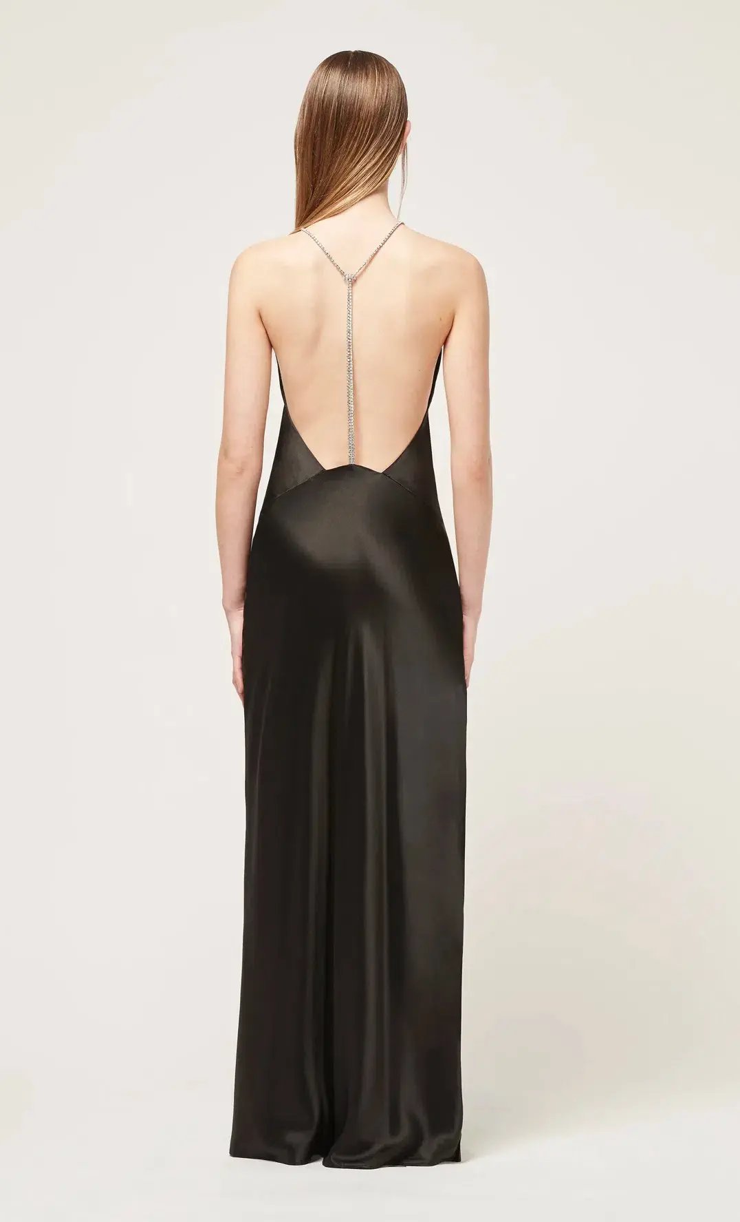 Michael Lo Sordo Hudson Bias Crystalline Maxi Dress Black Size 8 photo 3