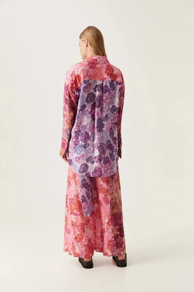 Aje Vision Oversized Linen Shirt Kaleidoscopic Rose Size 14 photo 2