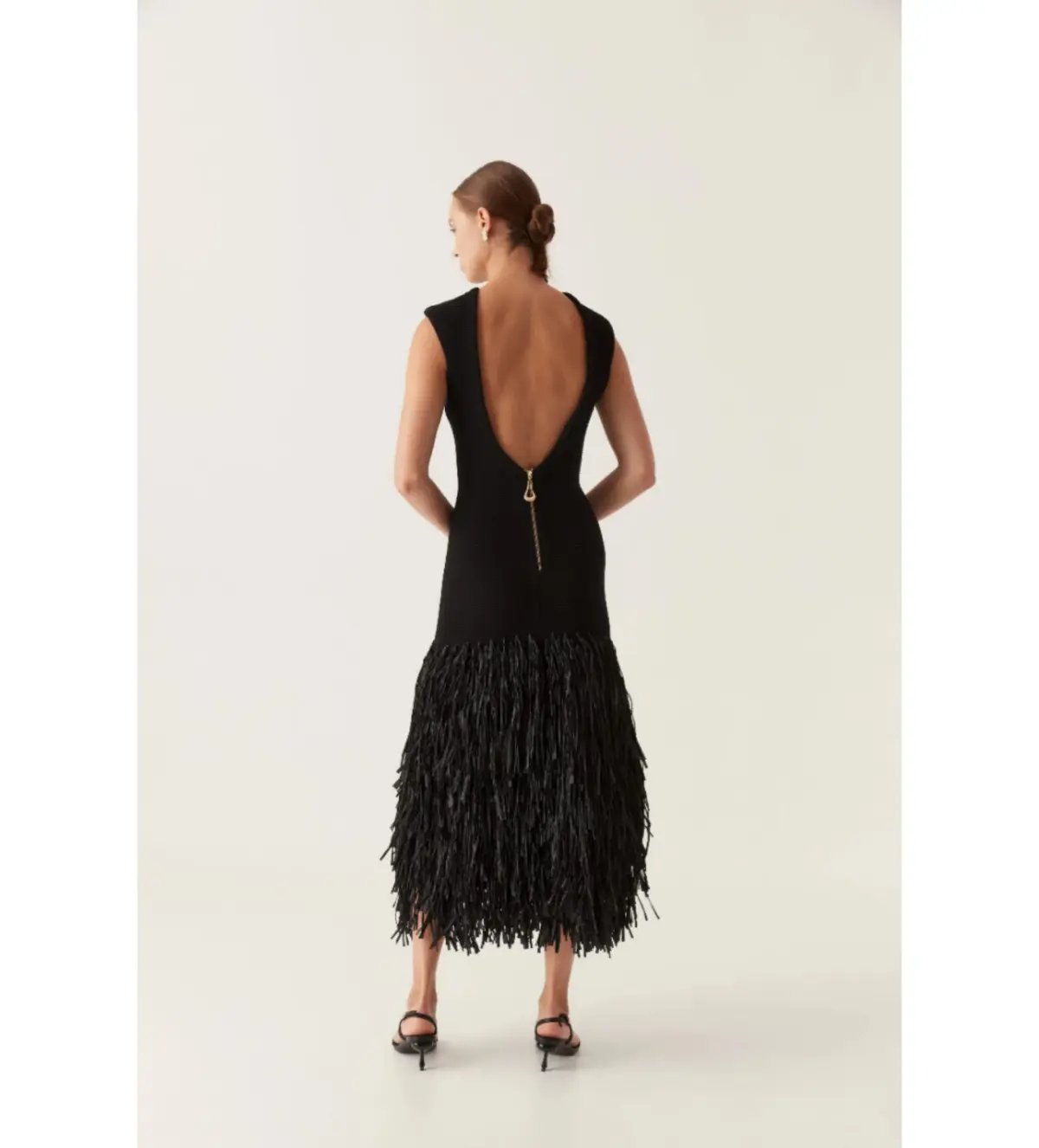 Aje Rushes Rafia Knit Midi Dress Black Size 4 photo 4