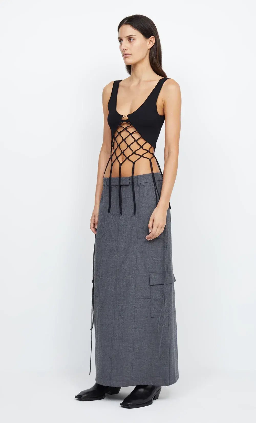 Bec & Bridge Aria Knit Cropped Top Black Size 8 photo 2